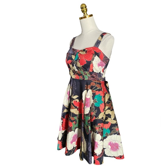 Eva Rose Vtg Floral Sleeveless Fold-Over 1950s Retro Style Swing Dress Medium - Picture 3 of 8